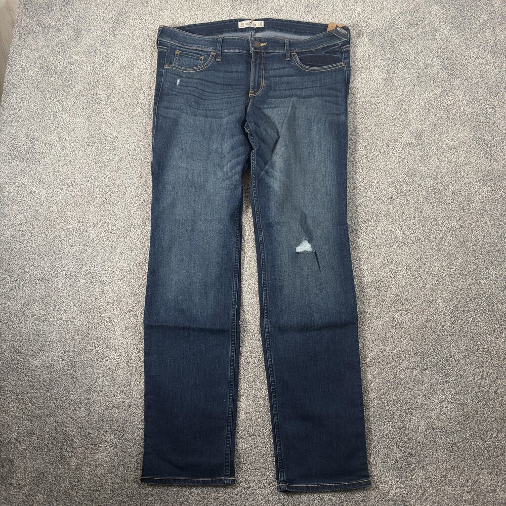 Hollister Skinny Jeans Juniors 15R 32x32 Blue Distressed Stretch Indie Sleaze